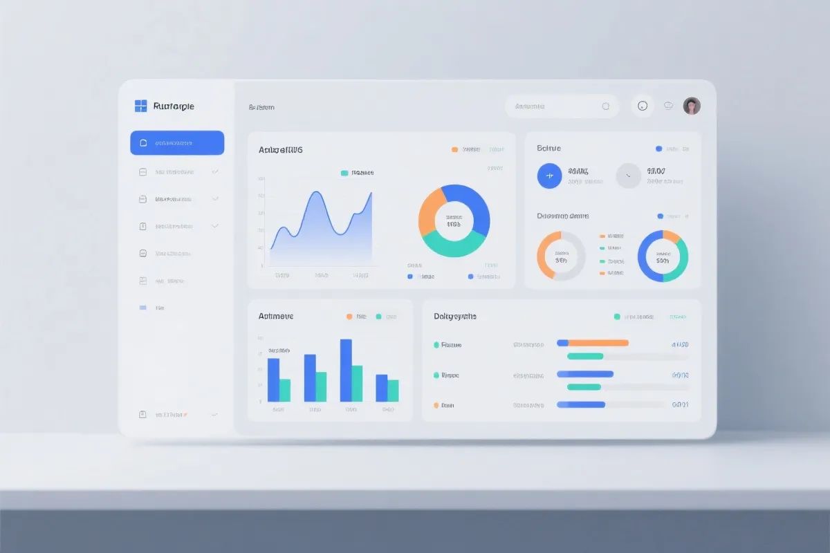 简洁的仪表盘界面，展示各种数据图表，体现信息的透明化展示